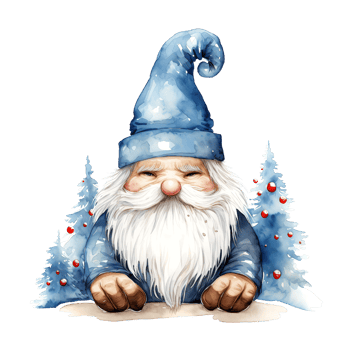 AI generated Watercolor Christmas Gnome. Clipart. AI generated. png