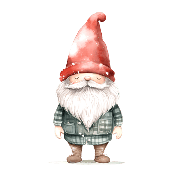AI generated Watercolor Christmas Gnome. Clipart. AI generated. png