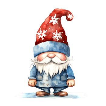 AI generated Watercolor Christmas Gnome. Clipart. AI generated. png