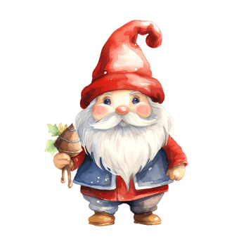 AI generated Watercolor Christmas Gnome. Clipart. AI generated. png