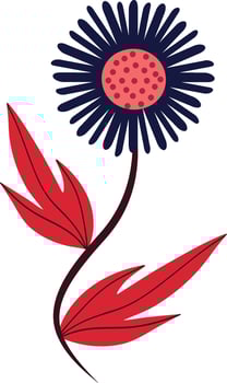 Elegant blue flower in Asian style. Cartoon illustration of flower vector