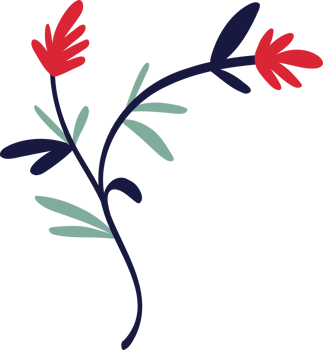 Elegant floral arrangement with red flowers in cartoon style. Cute illustration of flower png