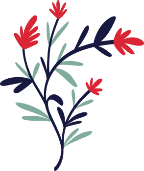 Elegant floral arrangement with red flowers in cartoon style. Cartoon illustration of flower png
