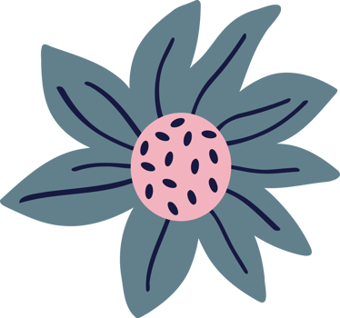 blue flower in Asian style. Cute cartoon illustration of flower png