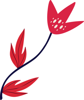 Red floral ornament in Asian style. Cartoon illustration png