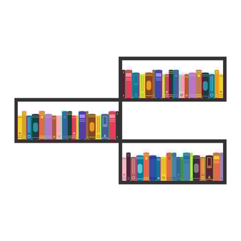 Shelf full of books flat illustration vector