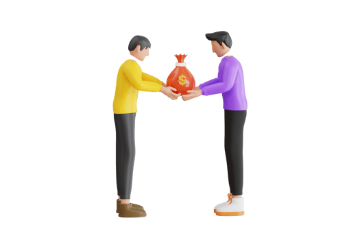 People Giving Donations To Needy 3D Illustration. The concept of giving money to the needy. 3d illustration png