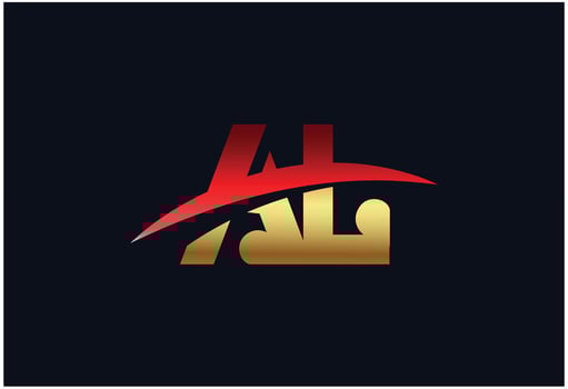 letter logo AL text logo with gold and red vector