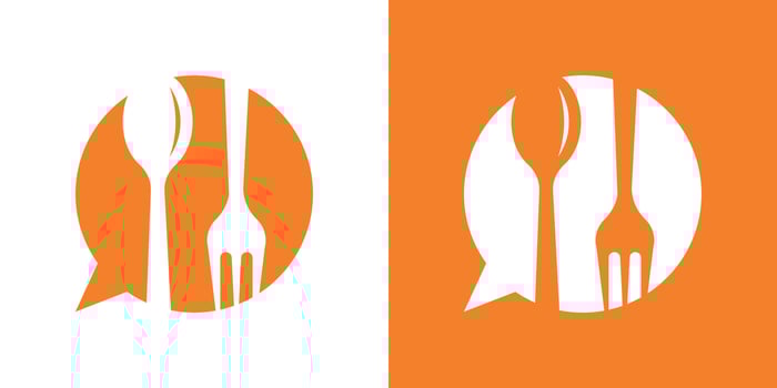 logo design online food,talk with spoon and fork icon vector inspiration