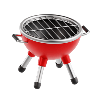3d barbeque grill with transparent background, spring season 3d set png