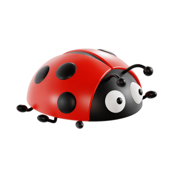 3d ladybug with transparent background, spring season 3d set png