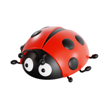 3d ladybug with transparent background, spring season 3d set png
