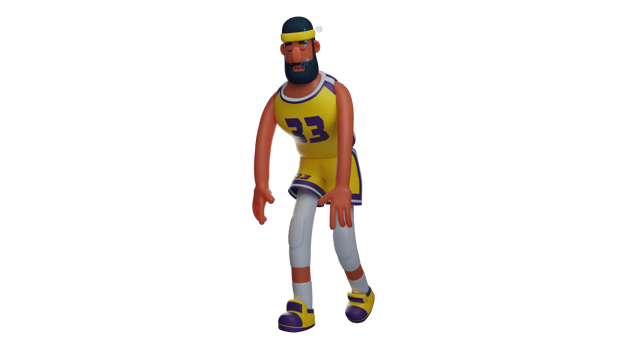 3D illustration. Tired Athlete 3D cartoon character. Student who feel tired after doing basketball practice. Student wear yellow jersey. Student is doing sport. 3D cartoon character png
