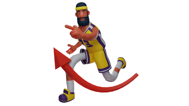 3D illustration. Active Athlete 3D cartoon character. An agile athlete is running fast. The athletes wore yellow headbands and T-shirts. Great basketball player. 3D cartoon character png