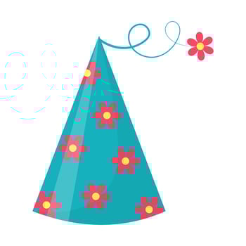 Party hat. Cute birthday cone cap in bright colors. Festive paper cap isolated on white background. vector