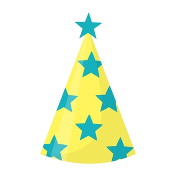 Party hat. Cute birthday cone cap in bright colors. Festive paper cap isolated on white background. vector