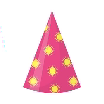 Party hat. Cute birthday cone cap in bright colors. Festive paper cap isolated on white background. vector