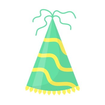 Party hat. Cute birthday cone cap in bright colors. Festive paper cap isolated on white background. vector