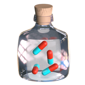 3D render of a pill tablet bottle icon. png