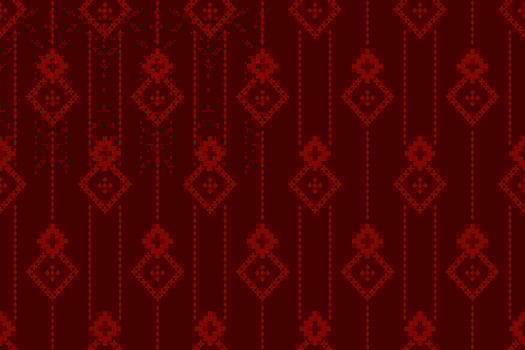 Red traditional ethnic pattern paisley flower Ikat background abstract Aztec African Indonesian Indian seamless pattern for fabric print cloth dress carpet curtains and sarong vector
