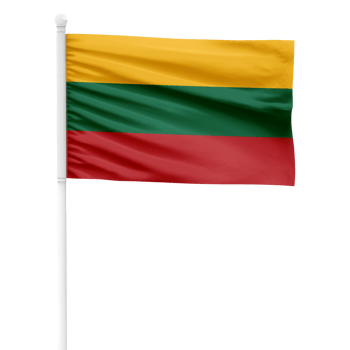 Realistic Rendering of the Lithuania Flag Waving on a White Metal Pole with Transparent Background png
