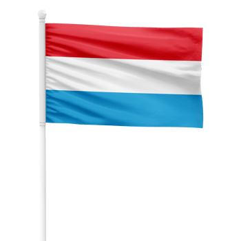 Realistic Luxembourg Flag Waving on a White Metal Pole with Transparent Background png