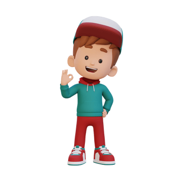 3D cute kid give ok sign png
