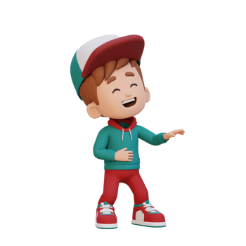 3D cute boy laughing png
