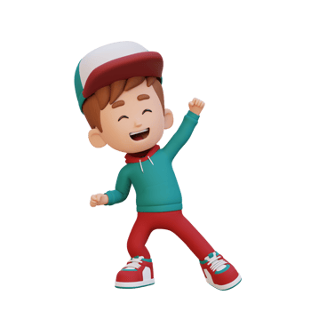 3D cute boy in happy pose png