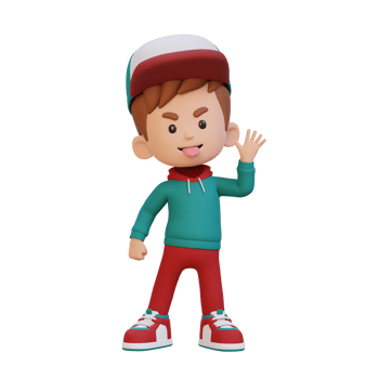 3D cute boy make fun of png