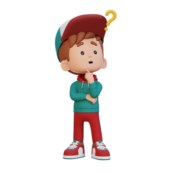 3D cute kid thinking clueless png
