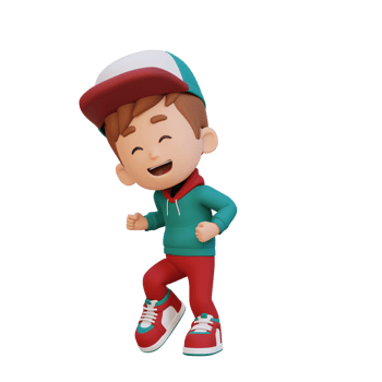 3D cute boy happy dancing png