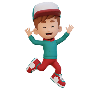 3D cute boy in jumping pose png
