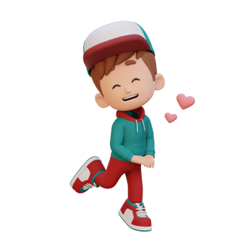 3D cute kid character in love png