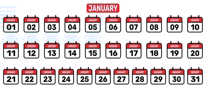 Calendar all January set  Vector illustration background design.