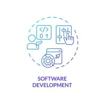 2D gradient software development icon, isolated vector, AI engineer creative thin line illustration vector