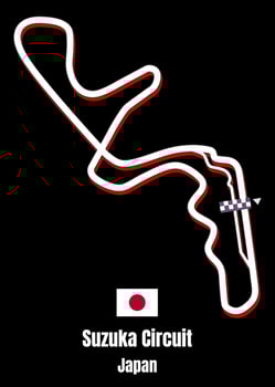 Suzuka circuit, Japan map poster vector