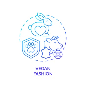 2D gradient icon vegan fashion concept, simple isolated vector, sustainable fashion thin line blue illustration. vector