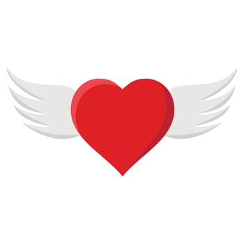 Heart with wings isolated on white background. Love and mercy concept. Winged heart. Vector illustartion