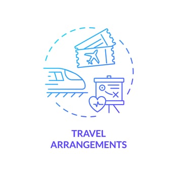 2D gradient travel arrangements icon, simple isolated vector, medical tourism thin line illustration. vector