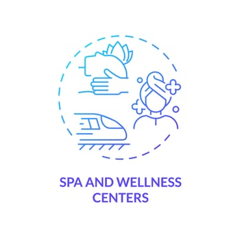 2D gradient spa and wellness centers icon, simple isolated vector, medical tourism thin line illustration. vector