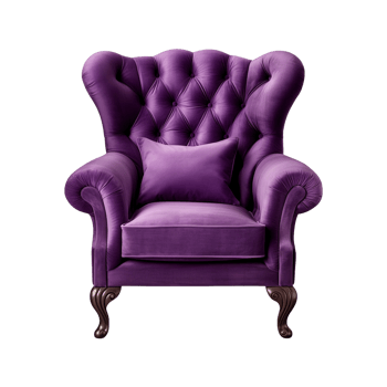 AI generated Comfortable purple armchair isolated on a transparent background. Interior element, PNG