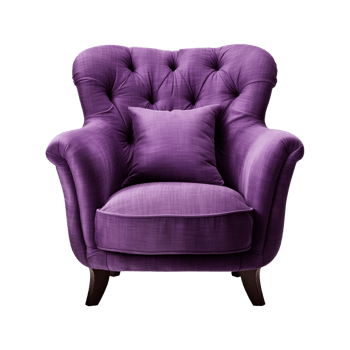 AI generated Comfortable purple armchair isolated on a transparent background. Interior element, PNG