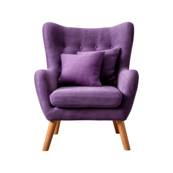AI generated Comfortable purple armchair isolated on a transparent background. Interior element, PNG