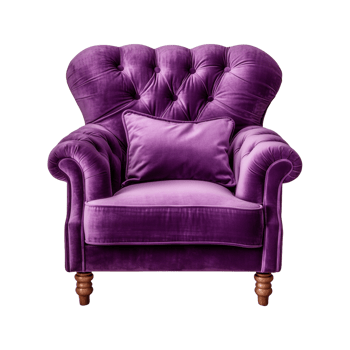 AI generated Comfortable purple armchair isolated on a transparent background. Interior element, PNG
