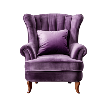 AI generated Comfortable purple armchair isolated on a transparent background. Interior element, PNG