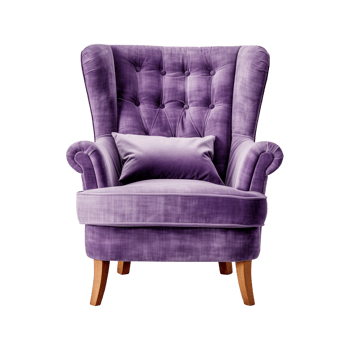 AI generated Comfortable purple armchair isolated on a transparent background. Interior element, PNG