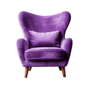 AI generated Comfortable purple armchair isolated on a transparent background. Interior element, PNG