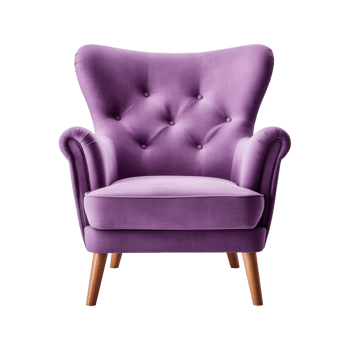 AI generated Comfortable purple armchair isolated on a transparent background. Interior element, PNG