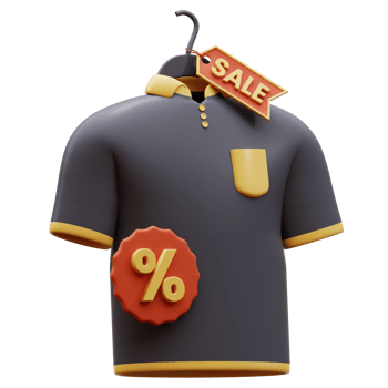 3d render T-shirt Sale Discount Tag. Clothes sale discount icon isolated. 3D icon Fashion Sale Discount Tag. png